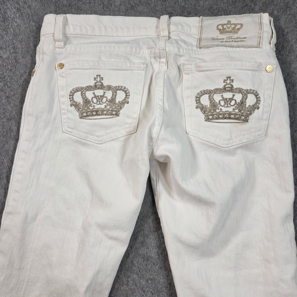 Victoria Beckham x Rock & Republic Jeans Womens 27 White Monte Carlo Crown Y2K